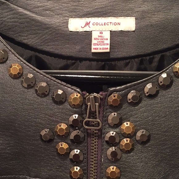 JM Collection silver pleather jacket - Picture 2 of 5